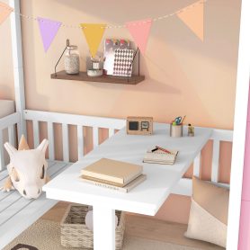 Twin Over Twin Bunk Bed With Changeable Table, Bunk Bed Turn Into Upper Bed And Down Desk With 2 Drawers