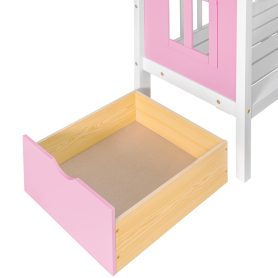 Twin Over Twin Bunk Bed With Changeable Table, Bunk Bed Turn Into Upper Bed And Down Desk With 2 Drawers