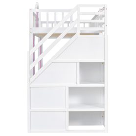 Twin Over Twin Bunk Bed With Changeable Table, Bunk Bed Turn Into Upper Bed And Down Desk With 2 Drawers