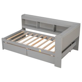 Twin Size Daybed with L-Shaped Bookcases, and Drawers