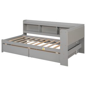 Twin Size Daybed with L-Shaped Bookcases, and Drawers
