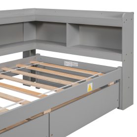 Twin Size Daybed with L-Shaped Bookcases, and Drawers