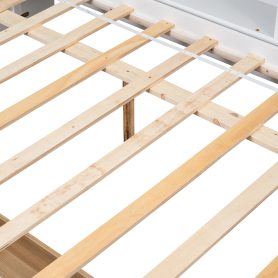 Wooden Full Daybed With Side Bookcase and Drawers