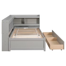 Twin Size Daybed with L-Shaped Bookcases, and Drawers