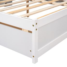 Wooden Full Daybed With Side Bookcase and Drawers