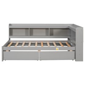 Twin Size Daybed with L-Shaped Bookcases, and Drawers