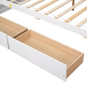 Wooden Full Daybed With Side Bookcase and Drawers