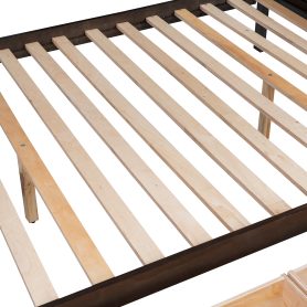 Wooden Twin over Full Bunk Bed with Shelfs, Storage Staircase and 2 Drawers