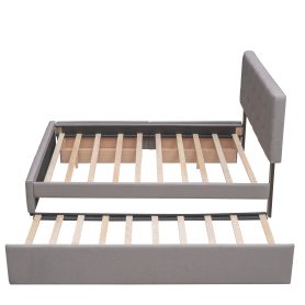 Queen Size Upholstered Platform Bed With 2 Drawers And 1 Twin Xl Trundle