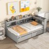 Twin Size Daybed with L-Shaped Bookcases, and Drawers