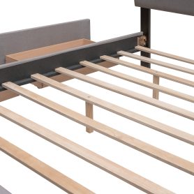 Queen Size Upholstered Platform Bed With 2 Drawers And 1 Twin Xl Trundle