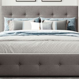 Queen Size Upholstered Platform Bed With 2 Drawers And 1 Twin Xl Trundle