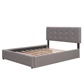 Queen Size Upholstered Platform Bed With 2 Drawers And 1 Twin Xl Trundle