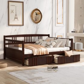Wood Full Size Daybed With Two Drawers