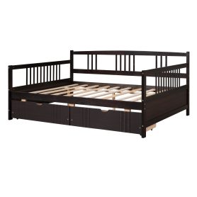 Wood Full Size Daybed With Two Drawers