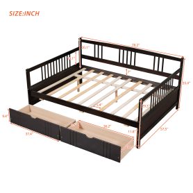 Wood Full Size Daybed With Two Drawers