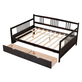 Wood Full Size Daybed With Two Drawers