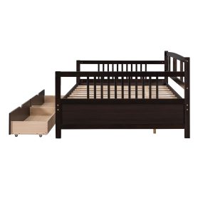 Wood Full Size Daybed With Two Drawers