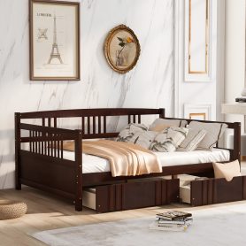Wood Full Size Daybed With Two Drawers