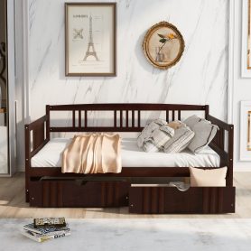Wood Full Size Daybed With Two Drawers
