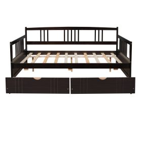 Wood Full Size Daybed With Two Drawers