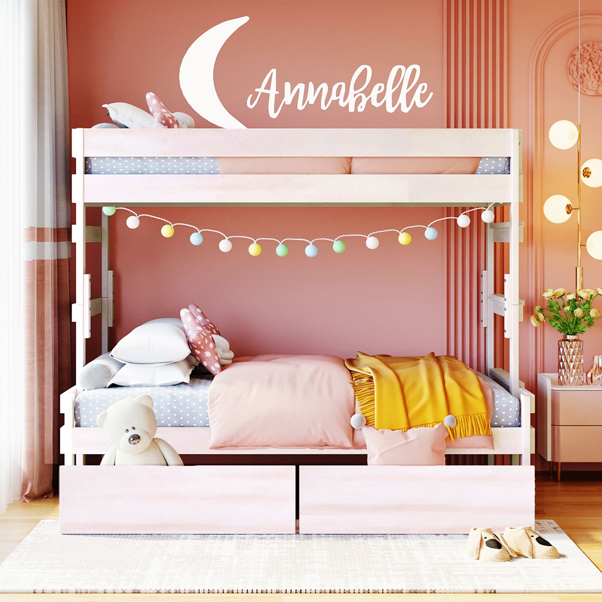 Assembly Instruction For LT000332AAK 7 Wooden Twin Over Full Bunk Bed With 2 Drawers