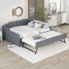 Full Size Upholstery Daybed with Trundle and USB Charging Design