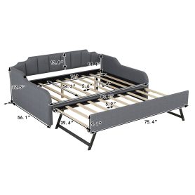 Full Size Upholstery Daybed with Trundle and USB Charging Design