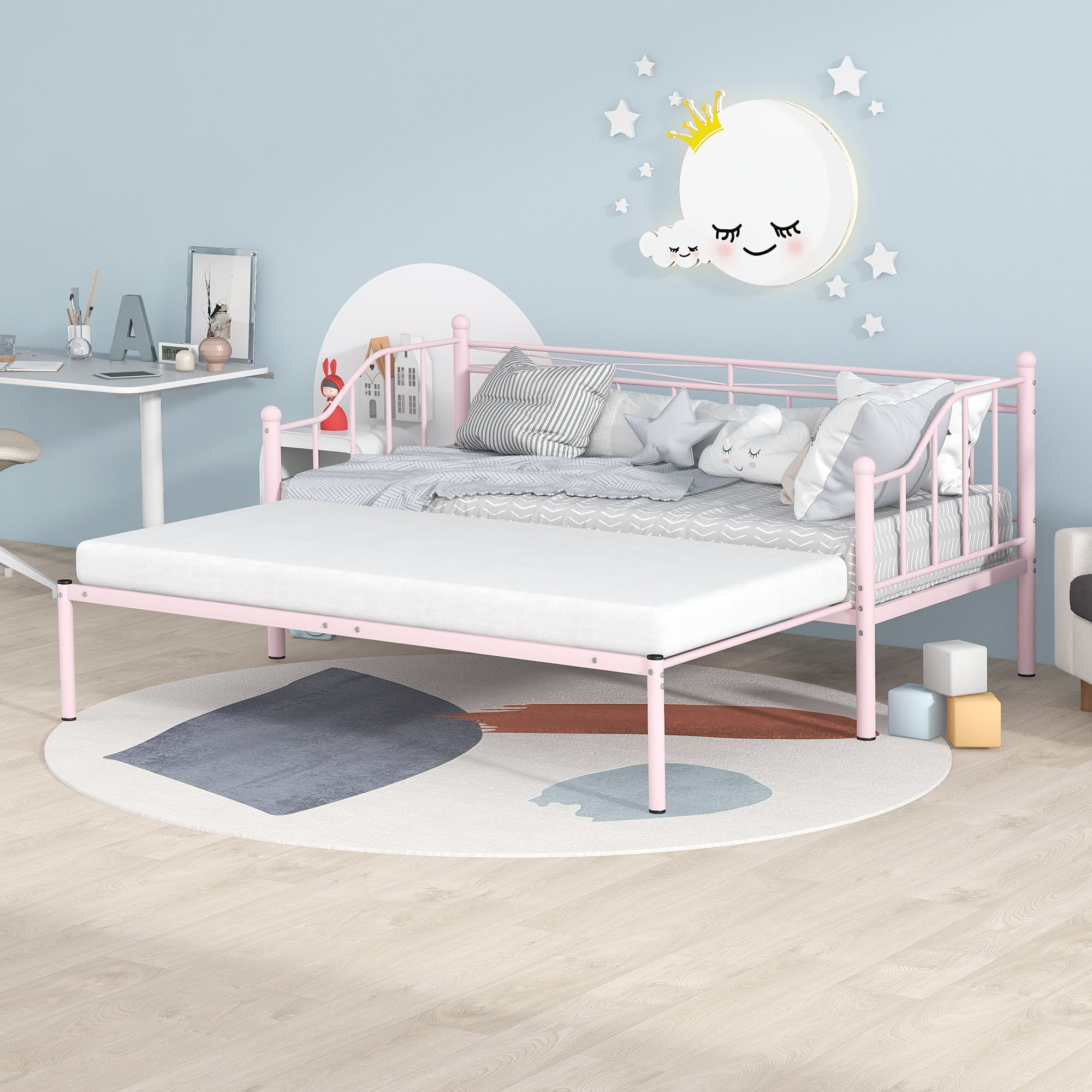 Metal Twin Size Daybed With Trundle
