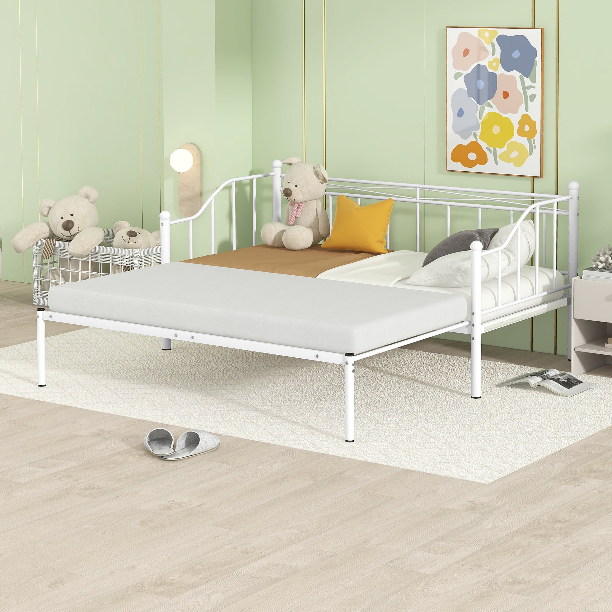 Metal Twin Size Daybed With Trundle