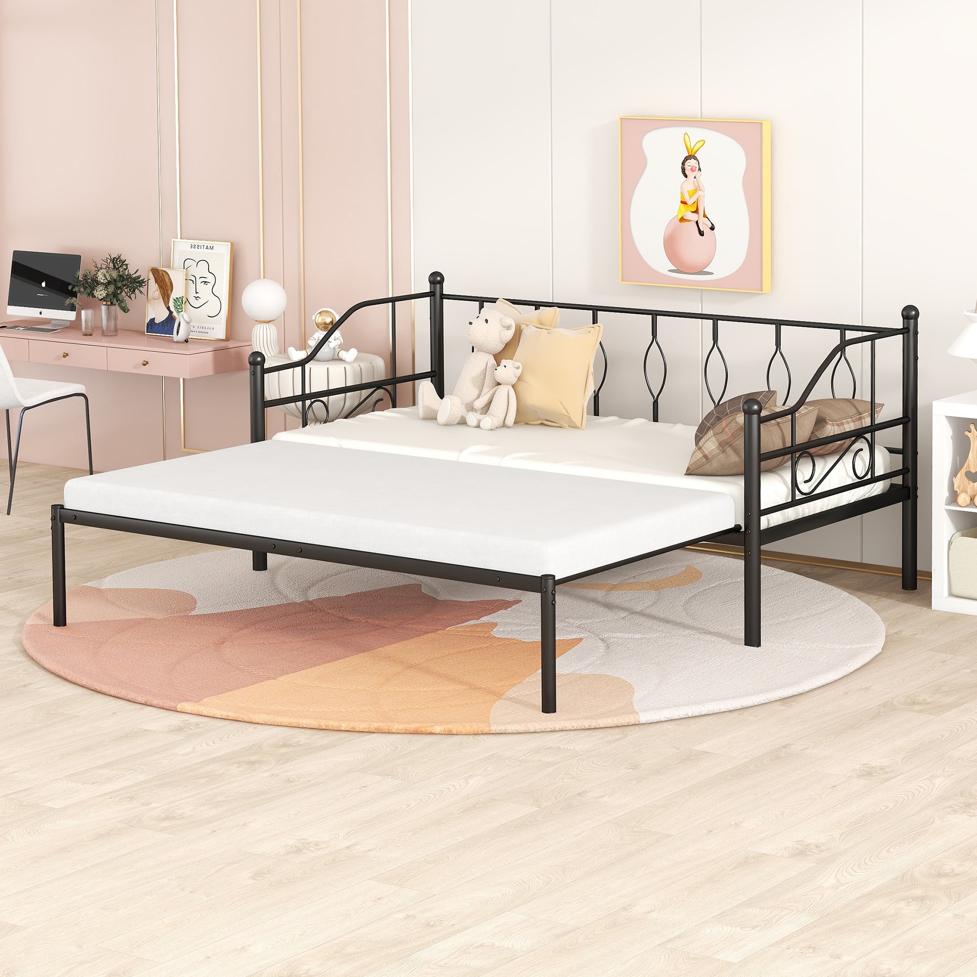 Twin Size Metal Daybed With Trundle