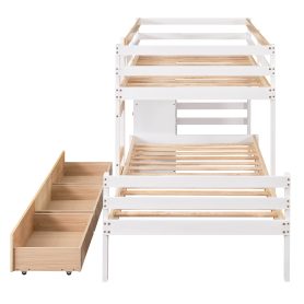Twin Over Twin Loft Bunk Bed With Drawers And Ladder