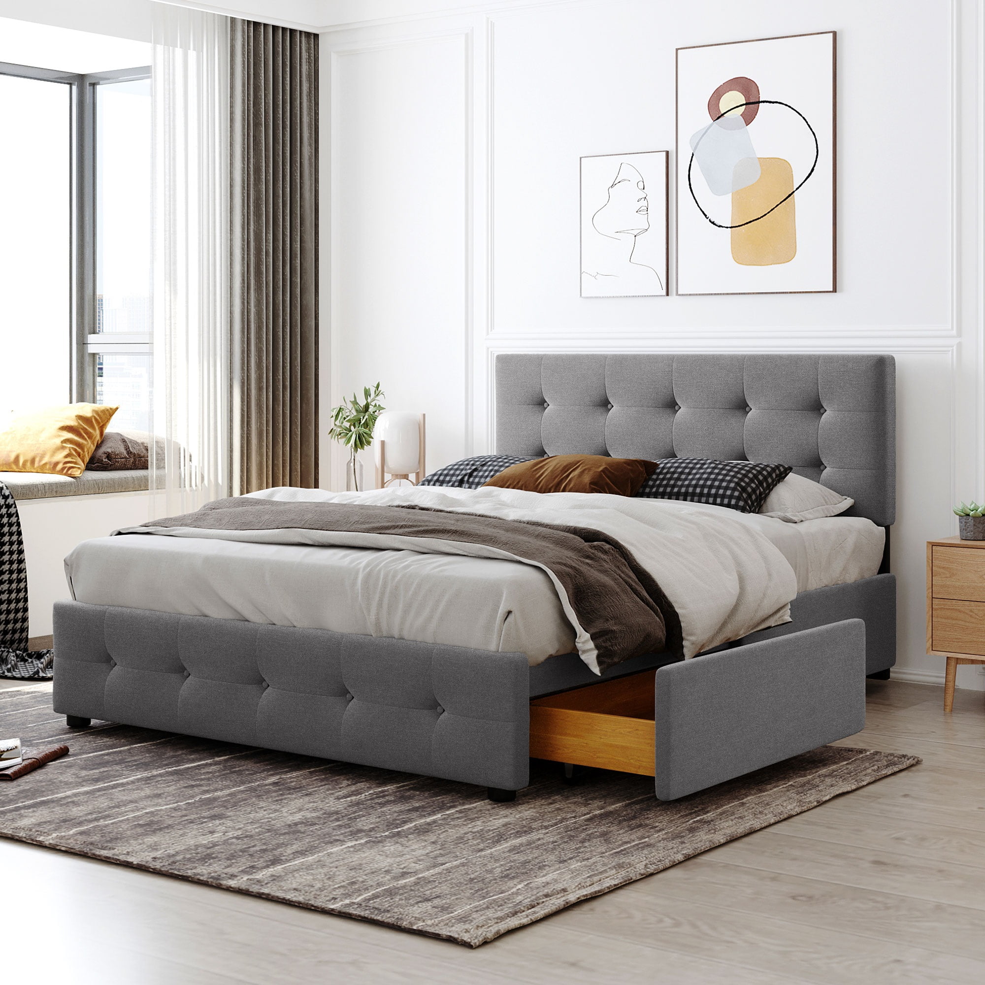 Assembly Instruction For LP100114AAN 7 Upholstered Platform Bed with Classic Headboard and 4 Drawers