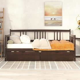 Wood Twin Size Daybed Bed With Two Drawers