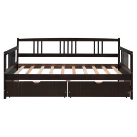 Wood Twin Size Daybed Bed With Two Drawers