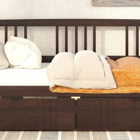 Wood Twin Size Daybed Bed With Two Drawers