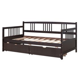 Wood Twin Size Daybed Bed With Two Drawers