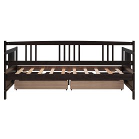 Wood Twin Size Daybed Bed With Two Drawers