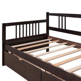 Wood Twin Size Daybed Bed With Two Drawers