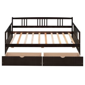 Wood Twin Size Daybed Bed With Two Drawers