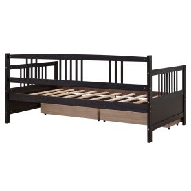 Wood Twin Size Daybed Bed With Two Drawers