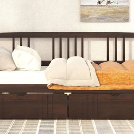 Wood Twin Size Daybed Bed With Two Drawers