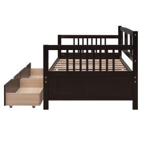 Wood Twin Size Daybed Bed With Two Drawers