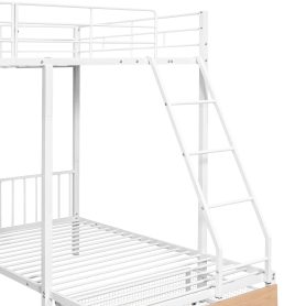 Metal Full Over Twin & Twin Bunk Bed With Drawers And Guardrails