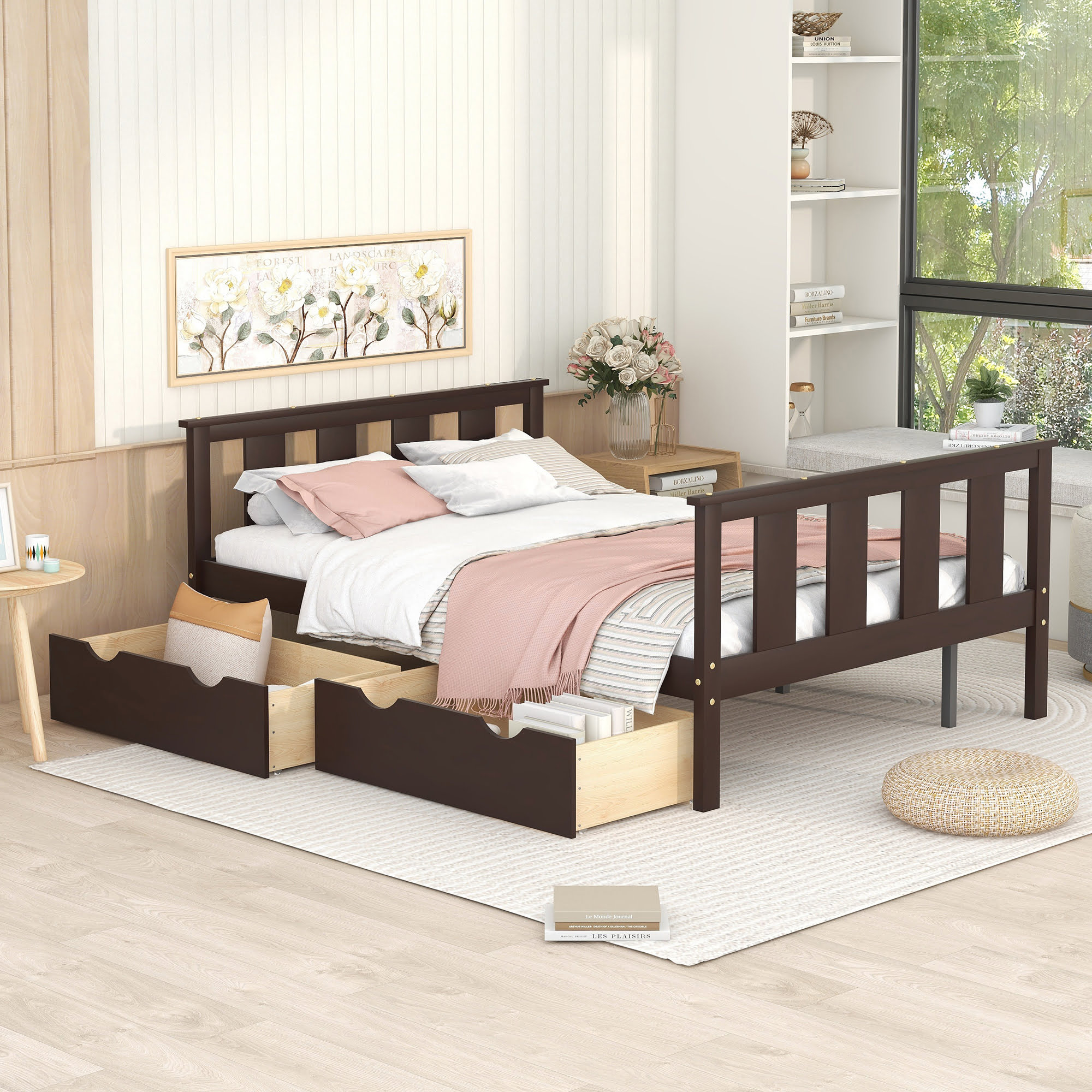 Assembly Instruction For W158068086 3 Wood Full Size Platform Bed With Storage Drawers