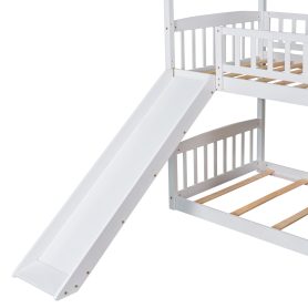 House Shaped Low Twin Over Twin Bunk Bed With Slide