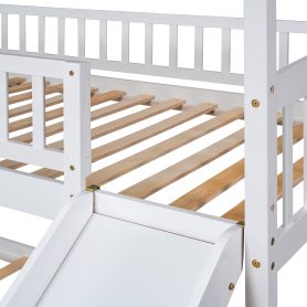 House Shaped Low Twin Over Twin Bunk Bed With Slide