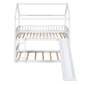 House Shaped Low Twin Over Twin Bunk Bed With Slide