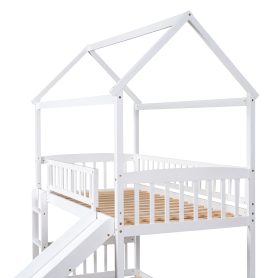 House Shaped Low Twin Over Twin Bunk Bed With Slide