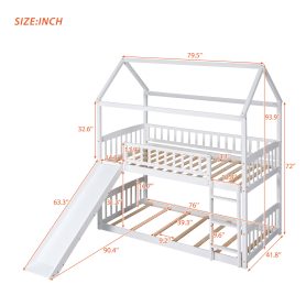 House Shaped Low Twin Over Twin Bunk Bed With Slide